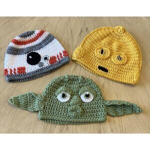 NEW Star Wars Beanie Yoda BB8 C-3PO Halloween Costume Adult Handmade Knit Lot 3